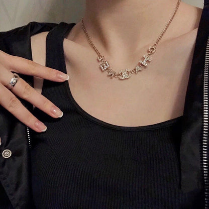 18K CC Script Diamonds Necklace