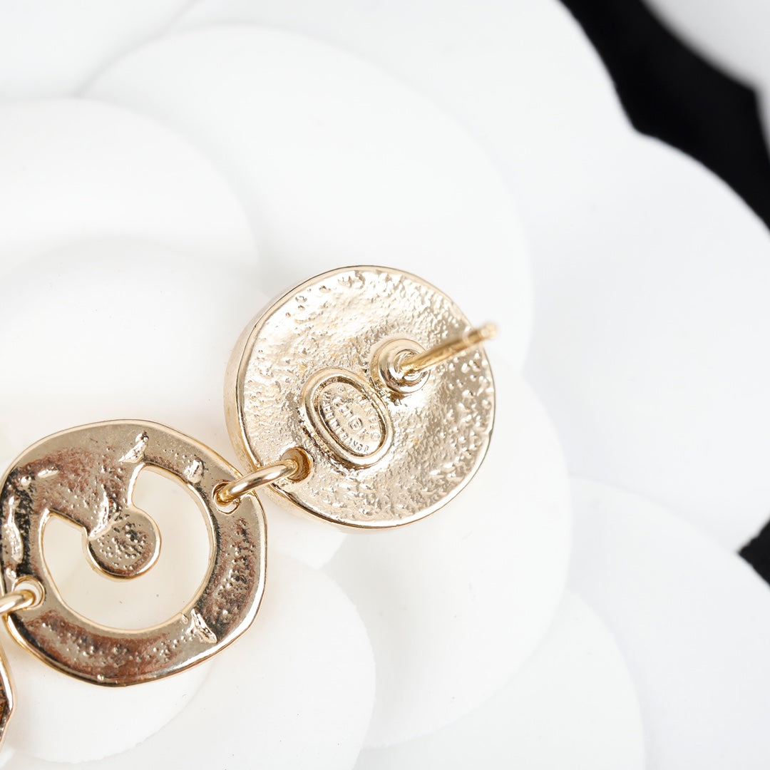 18K CC Script Pendant Earrings