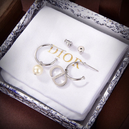 18K Petit CD Pearl Earrings