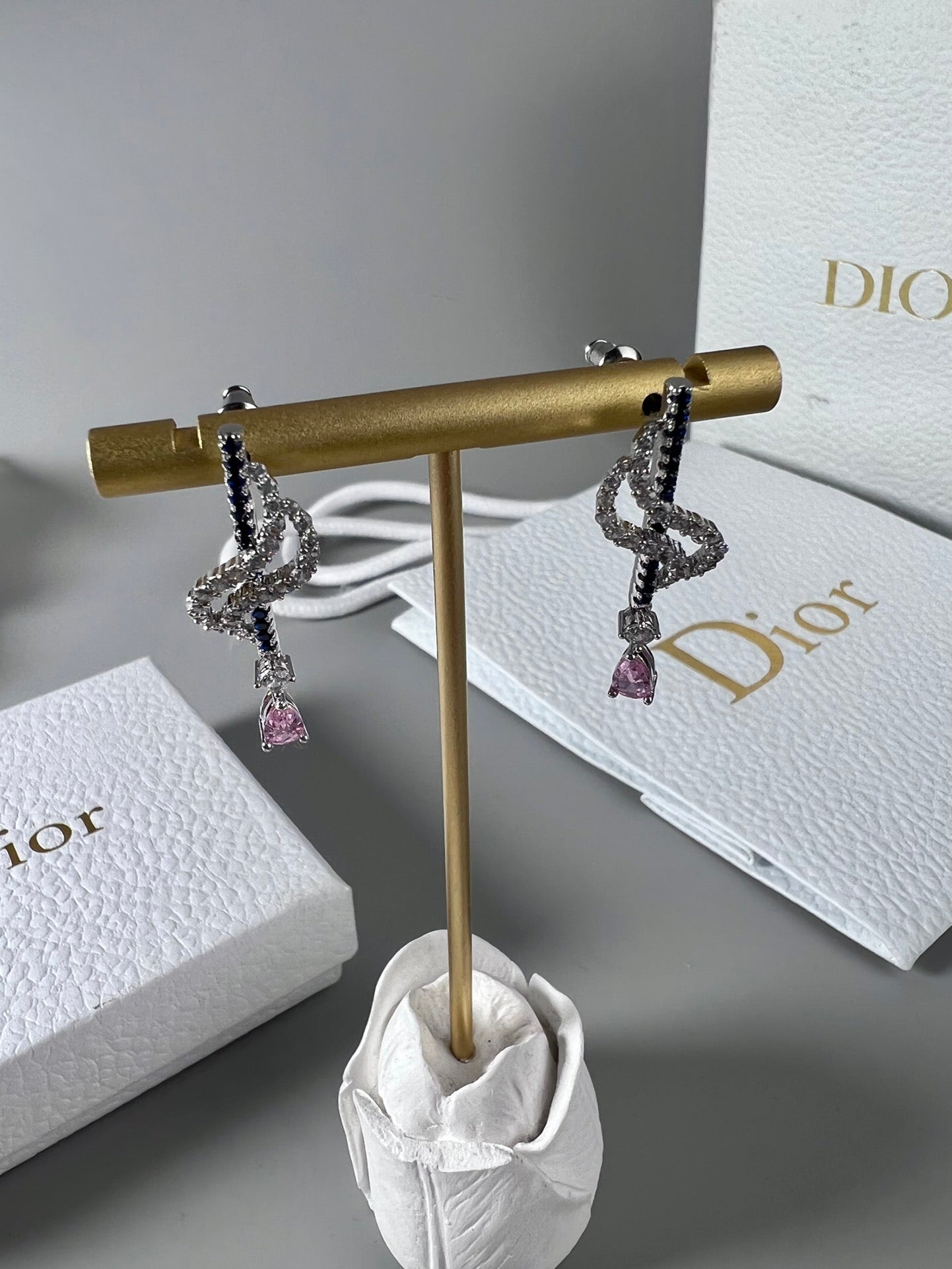 18K CD Vintage Purple Crystal Earrings