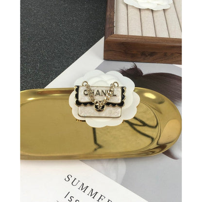 18K CC White Bag Brooch