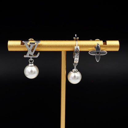 18K Louis Monogram Pearls Earrings