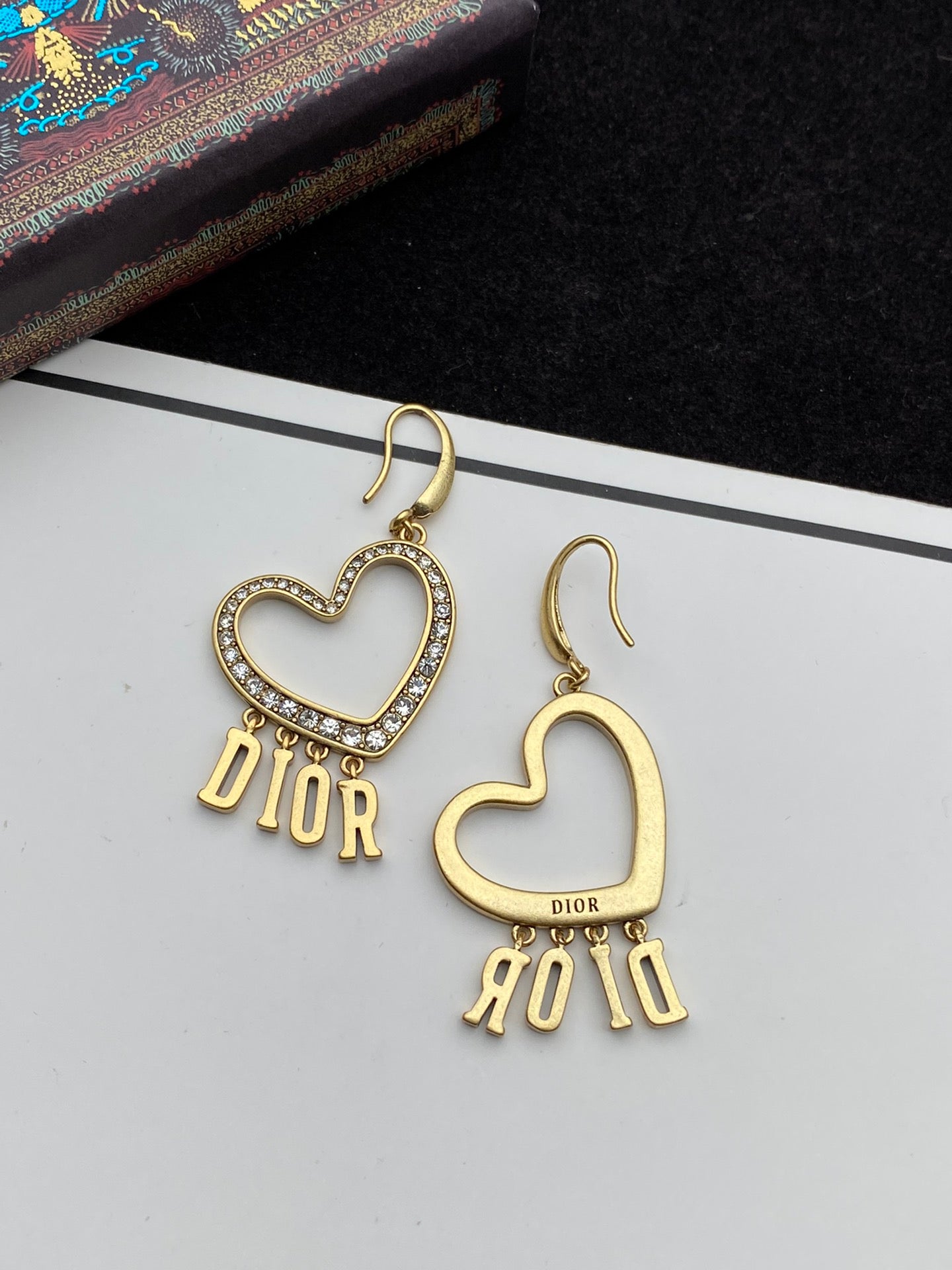 18K CD Heart Crystal Earrings