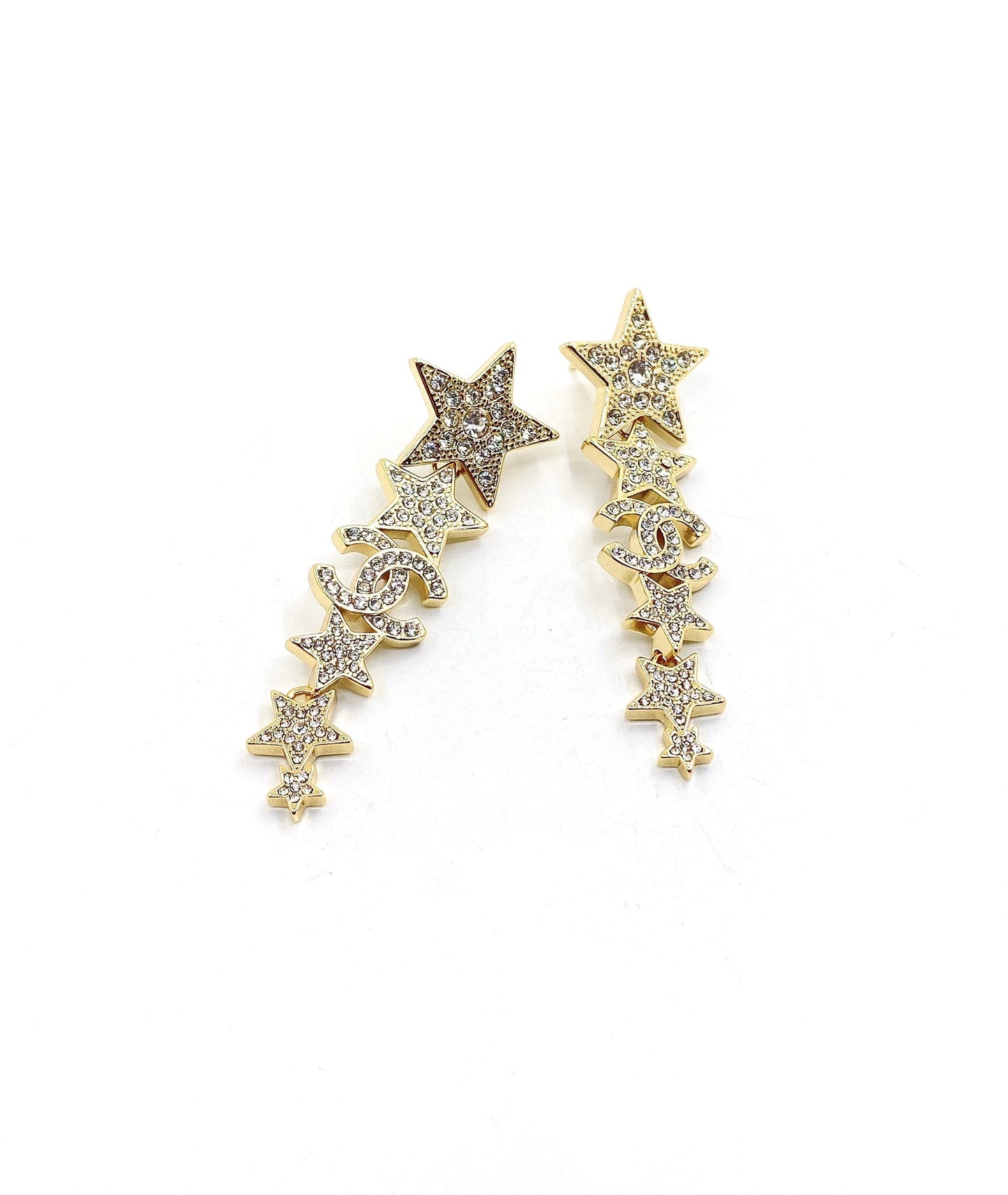 18K CC Star Diamonds Pendant Earrings