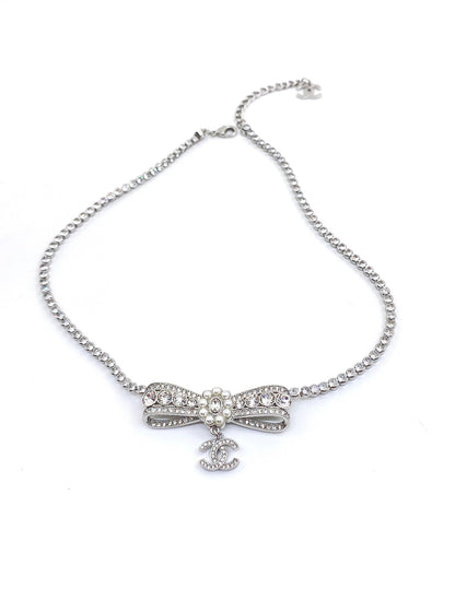 18K CC Diamonds Bow Tie Necklace