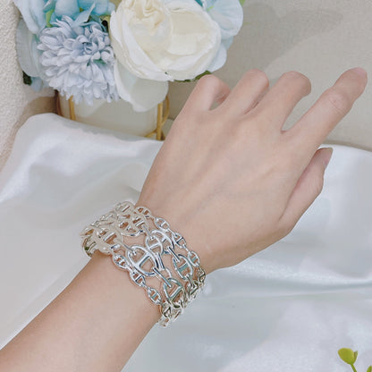 18K Chaine D'Ancre Wide Cutwork H Bracelet