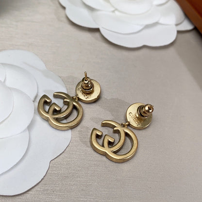 18K Double G Crystal Pendant Earrings