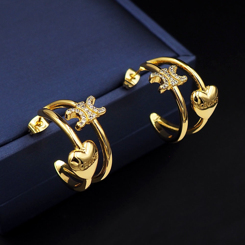 18K Triomphe Heart Earrings