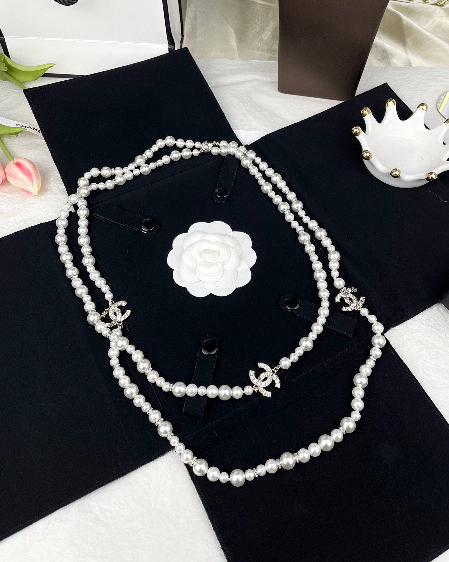 18K CC Pearls Long Necklace