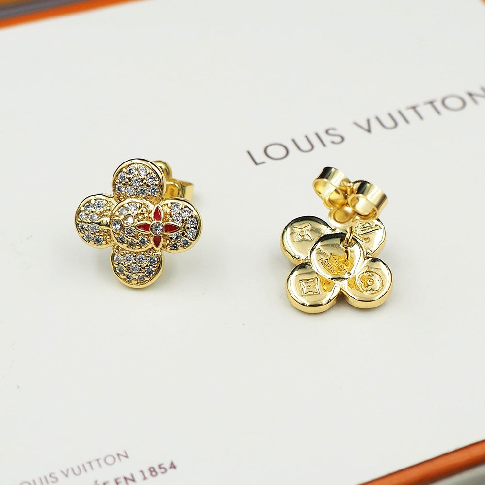 18K Louis Vivienne Diamond Earrings