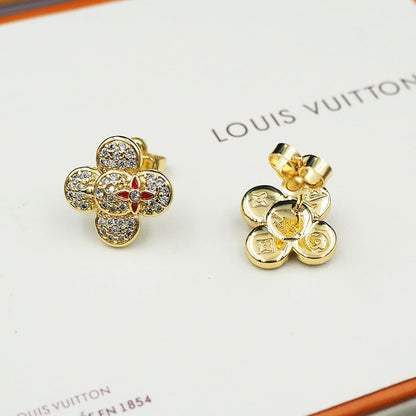 18K Louis Vivienne Diamond Earrings