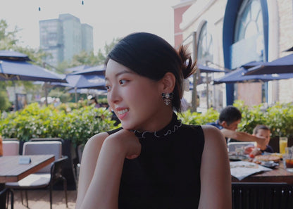 18K CC Bow Tie Crystals Earrings