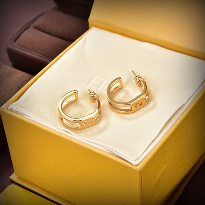 18K F Forever Oval Earrings
