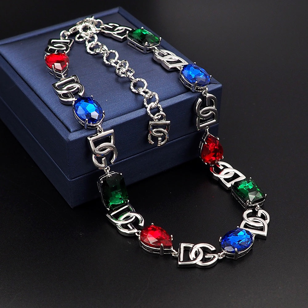 18K DG Crystals Choker Necklace