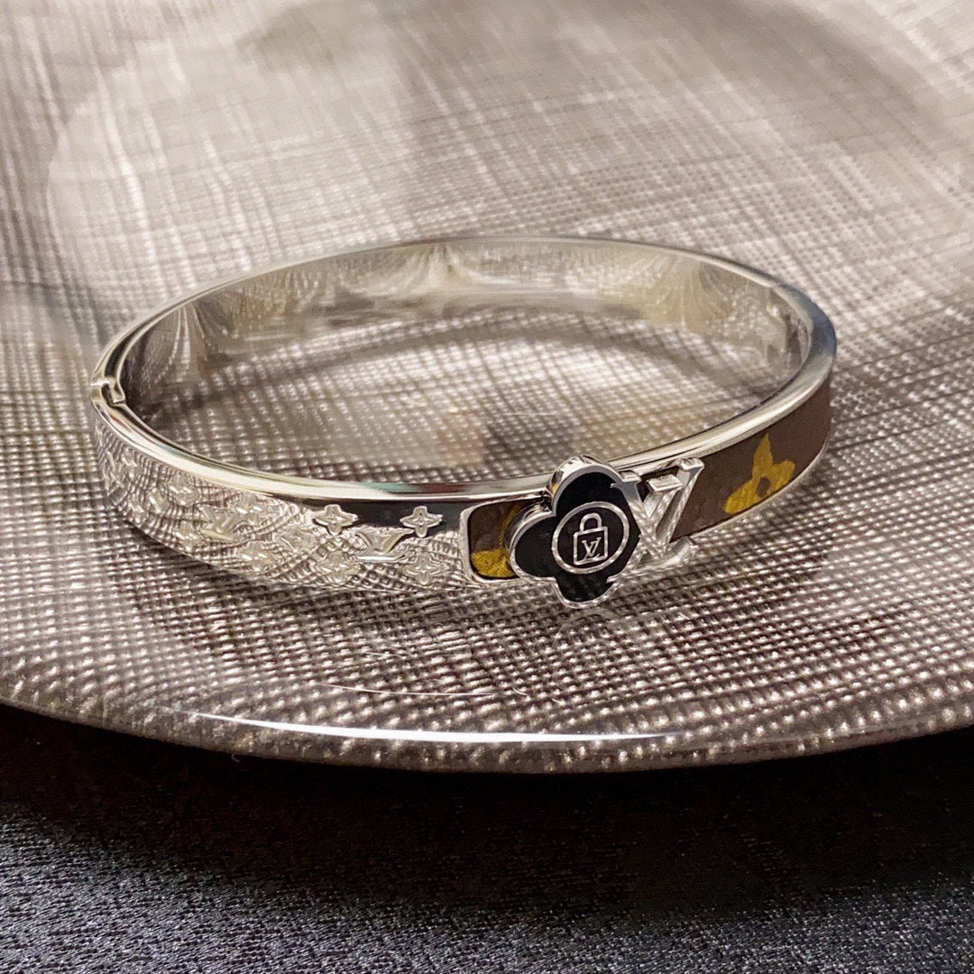 18K Louis Leather Lock Bracelet