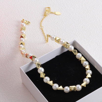 18K Vlogo Rockstud Pearls Necklace