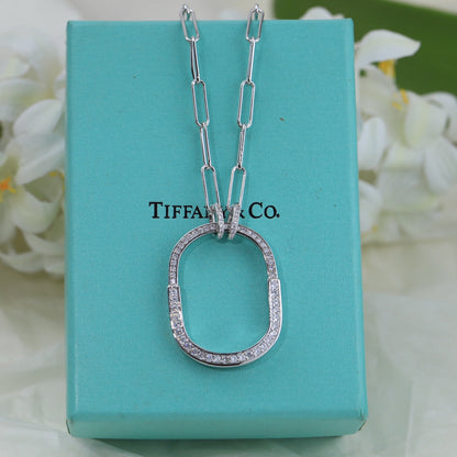 18K T Lock Pendant Pav¨¦ Diamonds Necklace