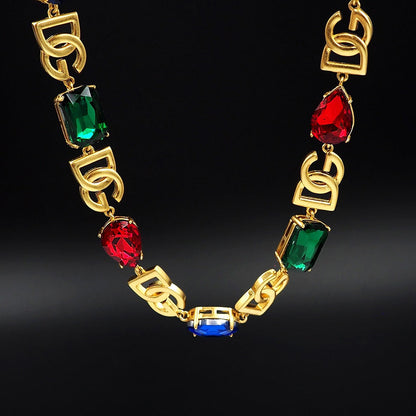 18K DG Crystals Choker Necklace