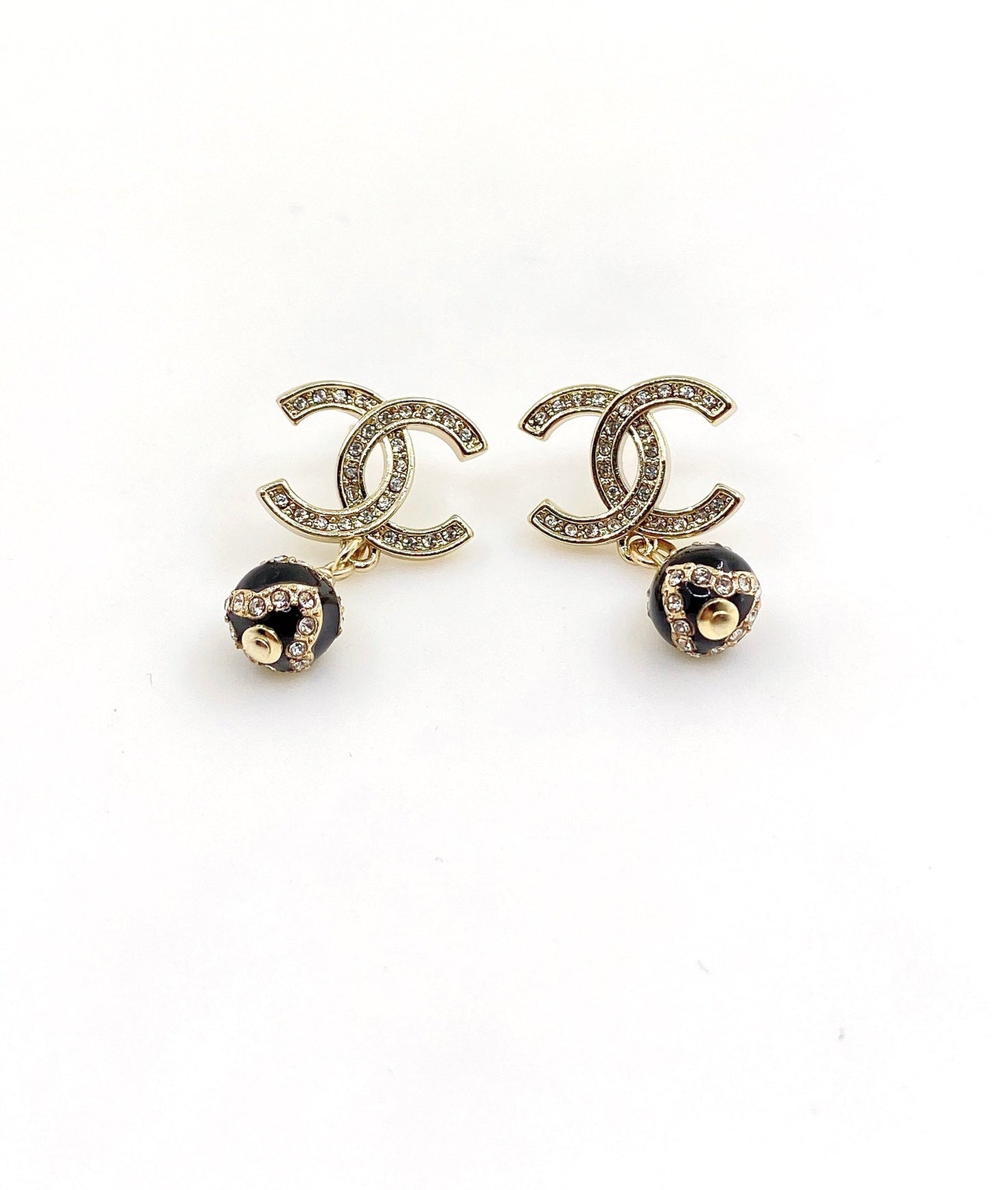 18K CC Pearl Pendant Earrings