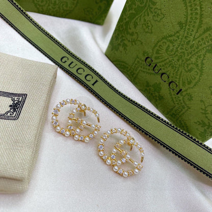 18K Double G Pearls Earrings