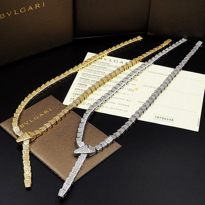 18K BV Serpenti Viper Full Pav¨¦ Diamonds Necklace
