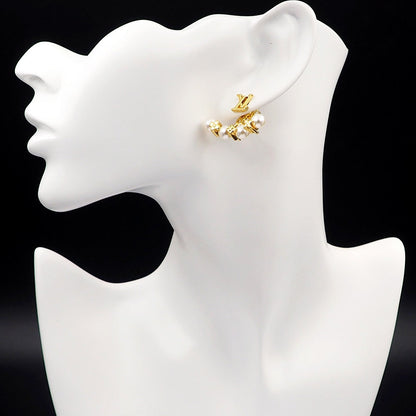 18K Louis Monogram Pearls Earrings