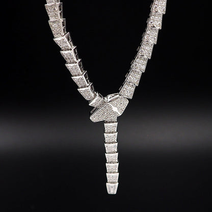 18K BV Serpenti Viper Full Pav¨¦ Diamonds Necklace