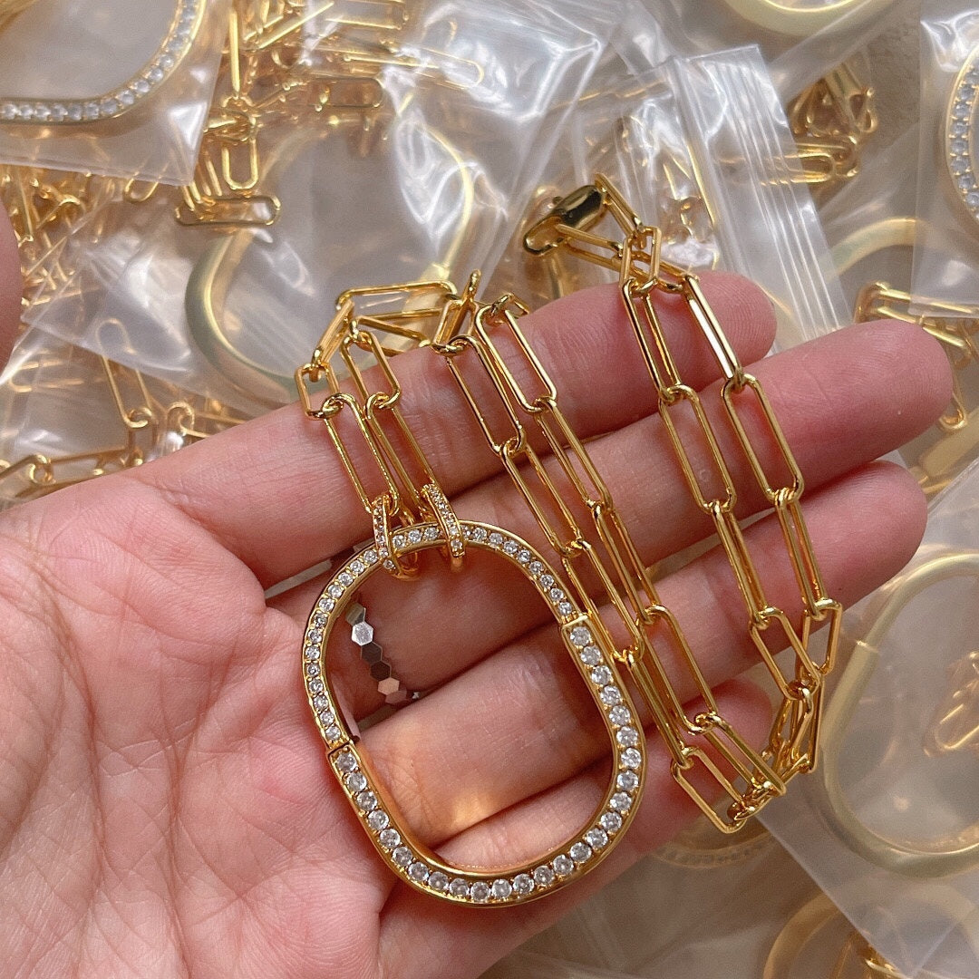 18K T Lock Pendant Pav¨¦ Diamonds Necklace