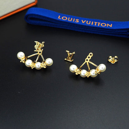 18K Louis Monogram Pearls Earrings