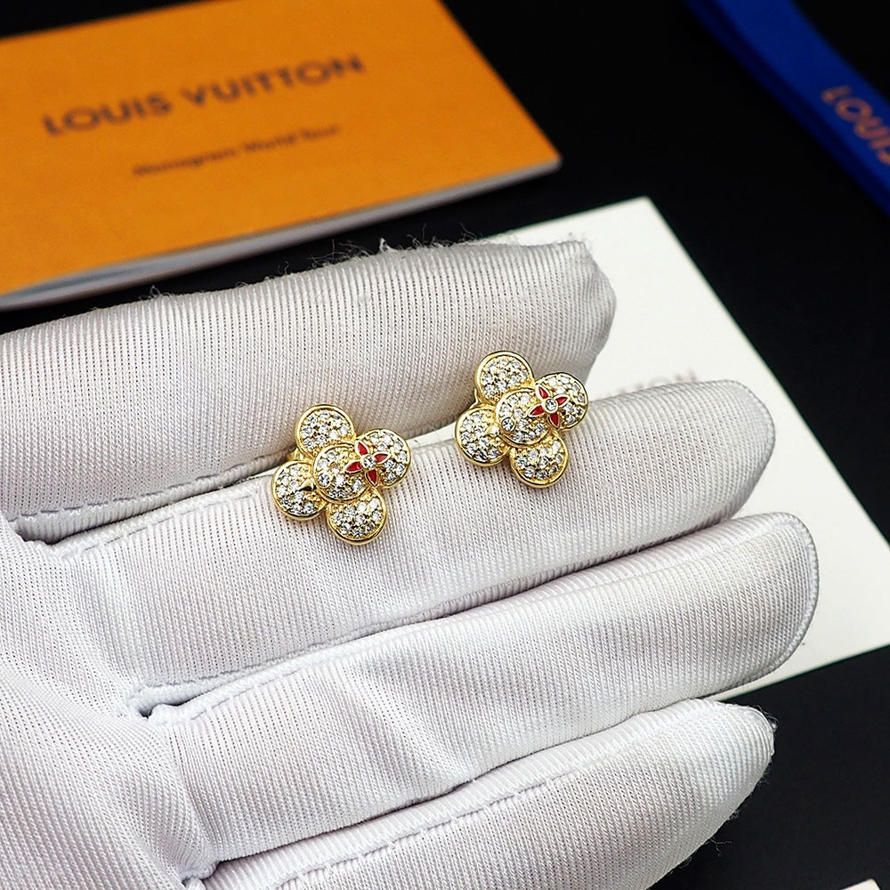 18K Louis Vivienne Diamond Earrings