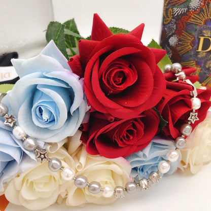 18K CD Pearls And Stars Necklace