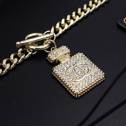 18K CC Diamond Perfume Bottle Pendant Necklace