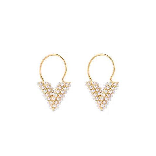 18K Louis Essential V Perle Hoop Earrings